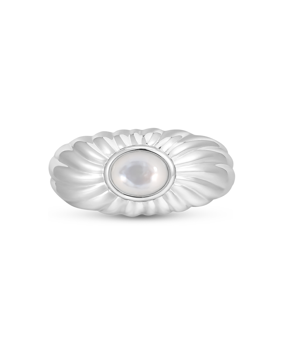 Anillo Plateado Madre Perla Diana
