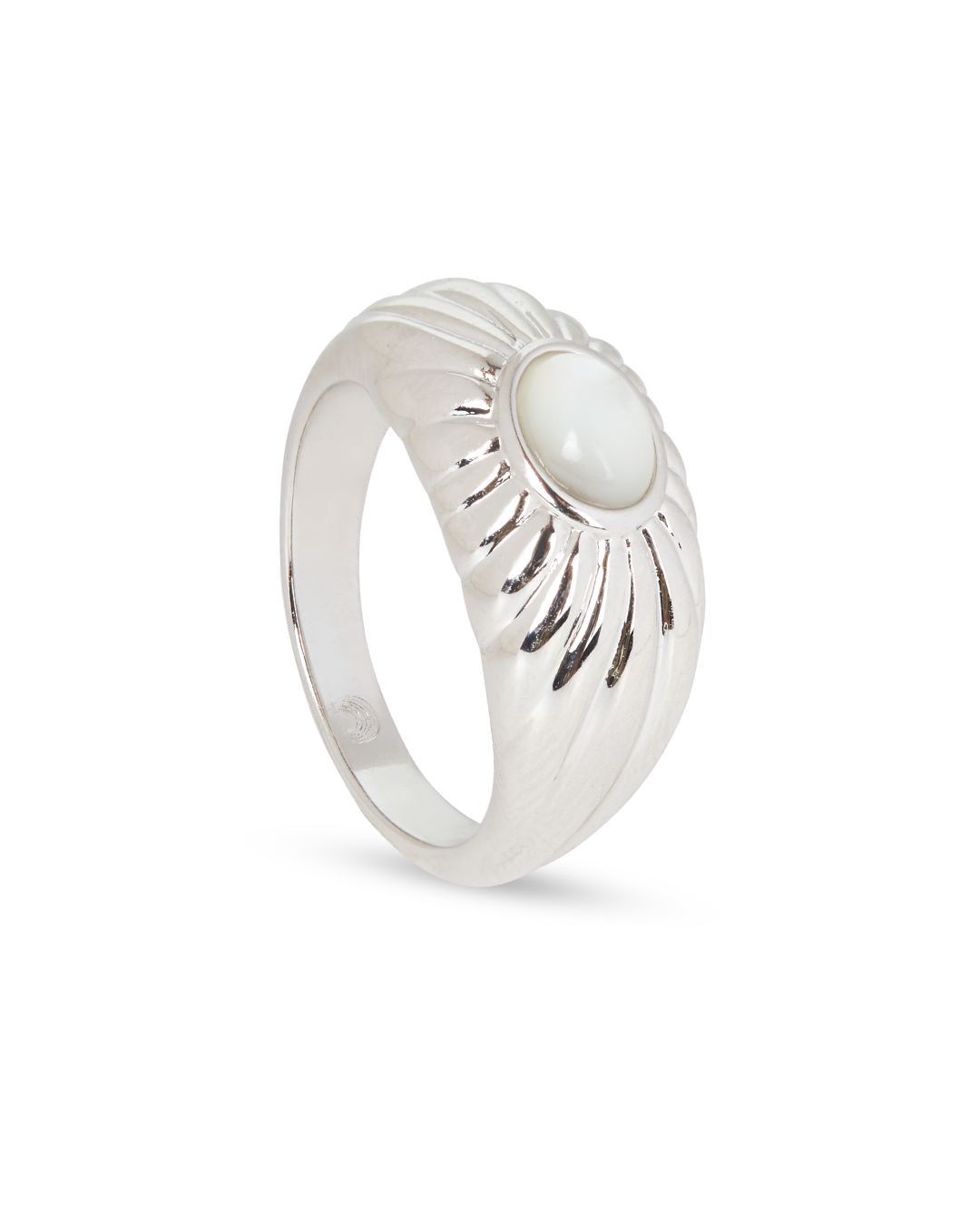 Anillo Plateado Madre Perla Diana
