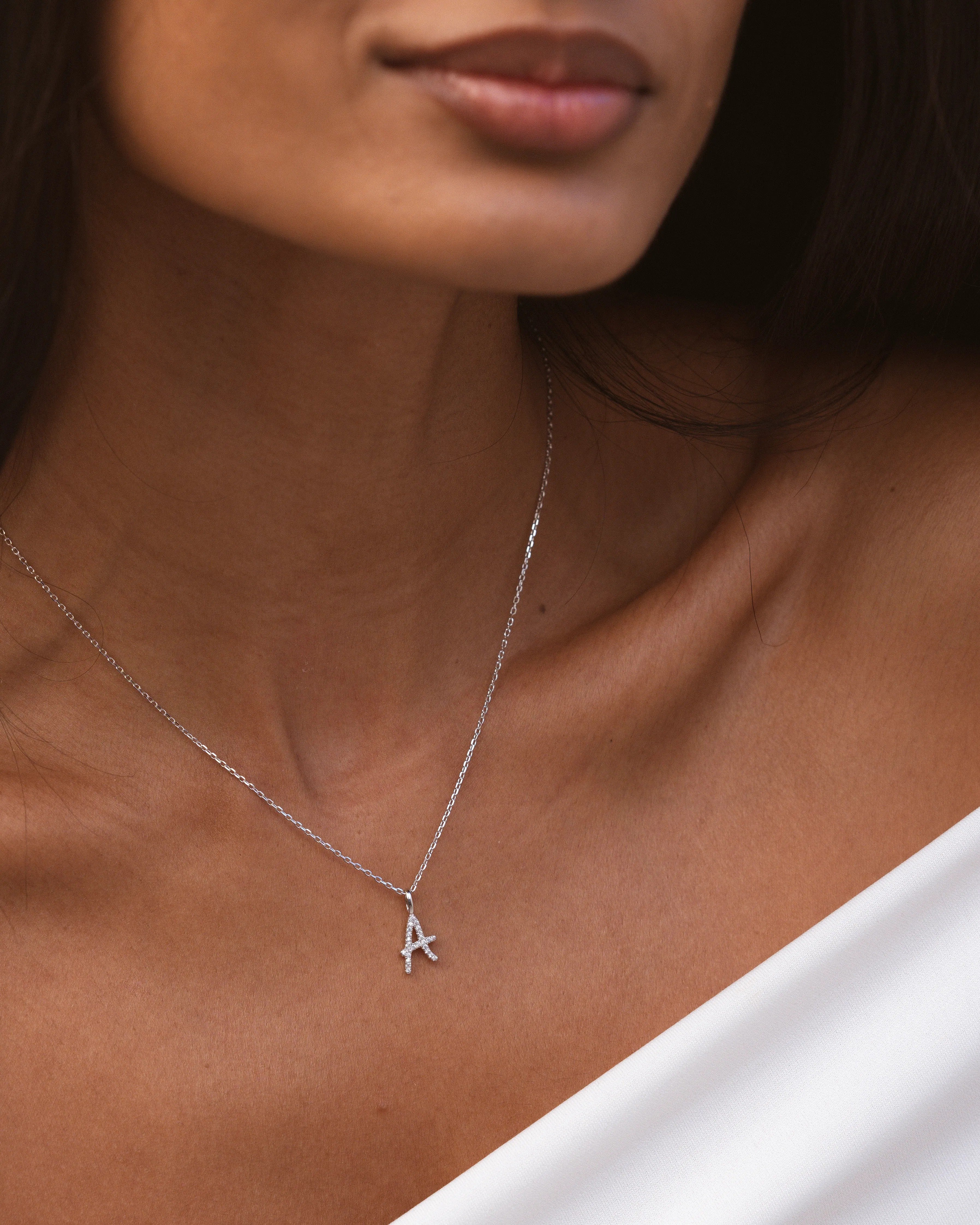 Silver Letter A Necklace