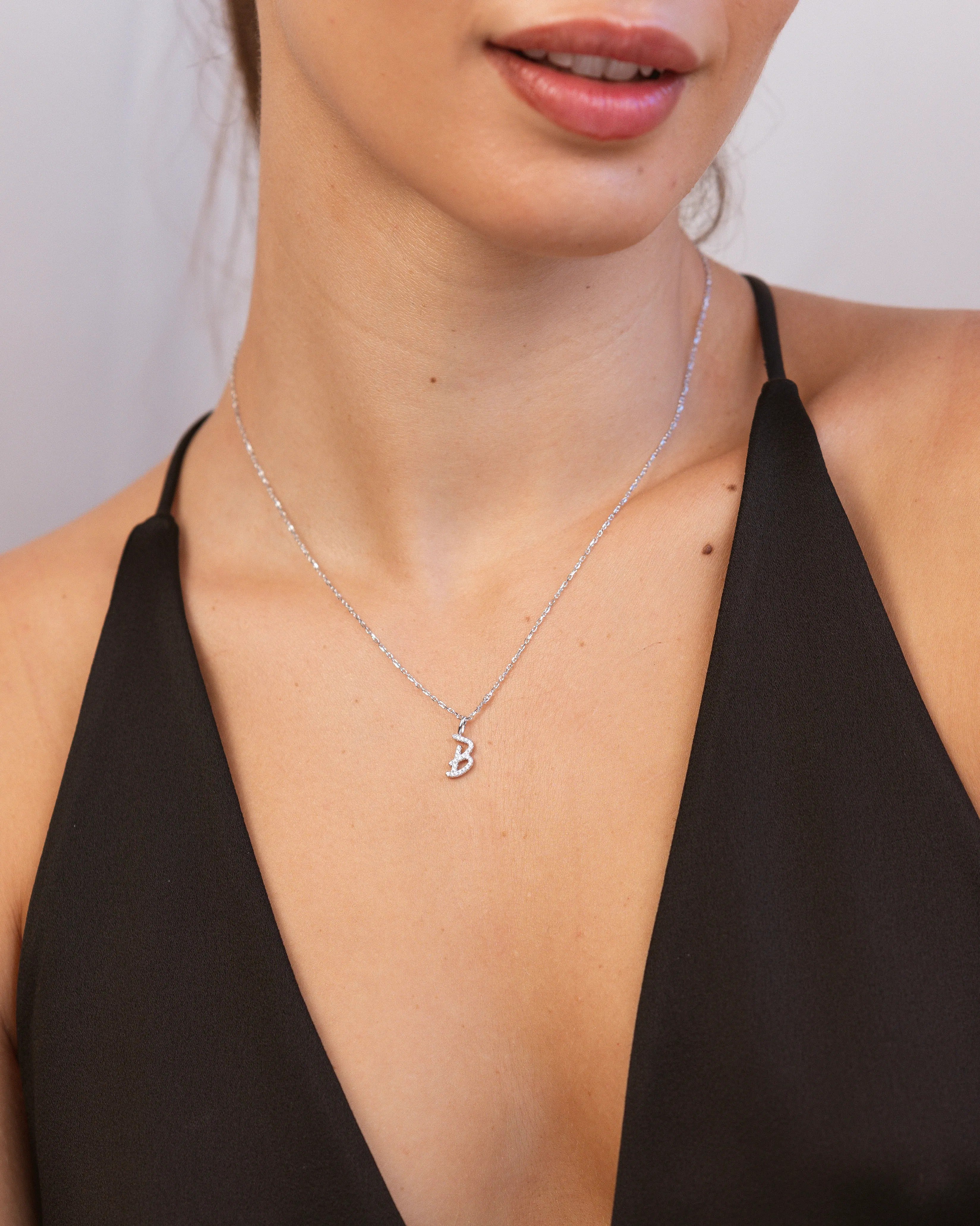Silver Letter B Necklace