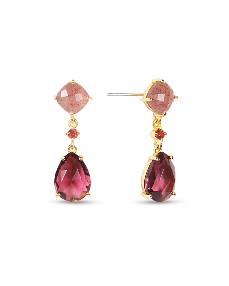 Pendientes Cuarzo Rosa Coralie