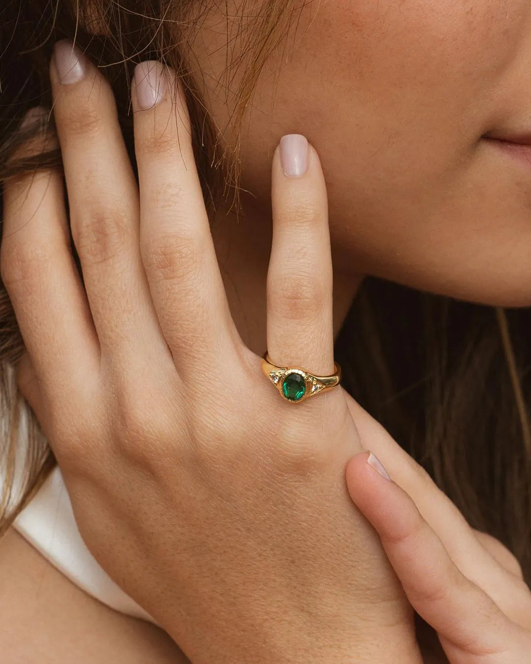Boho Green Jade Ring