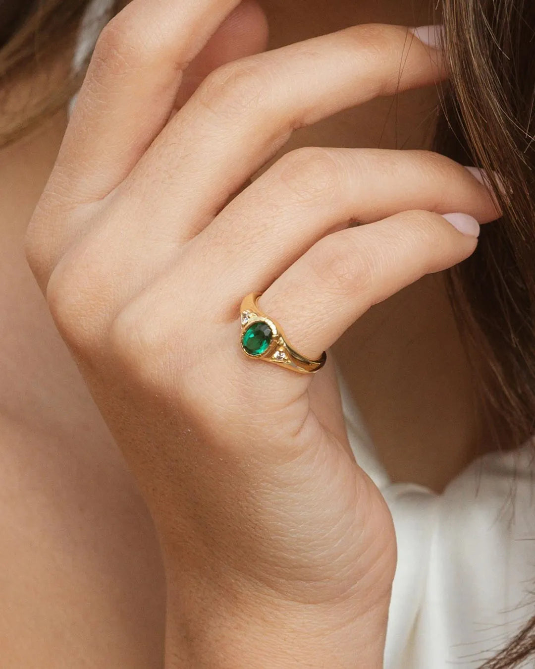 Boho Green Jade Ring
