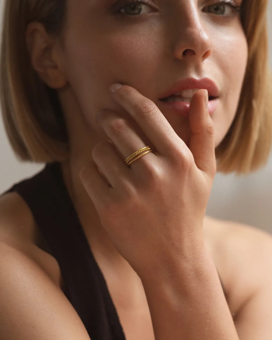 Anillo Dorado Tress - Liso