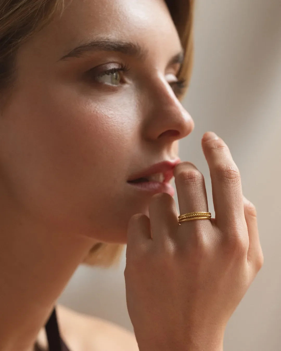 Anillo Dorado Tress - Liso