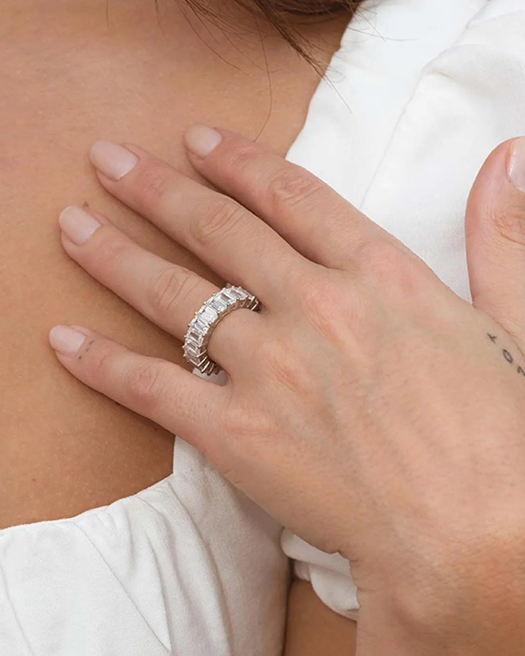 Anillo Plata Baguette Luz