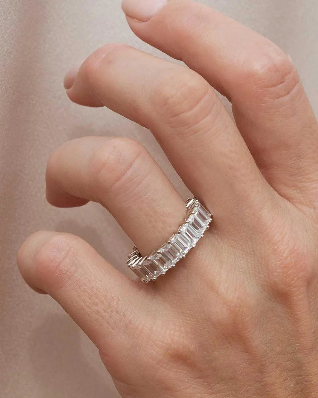 Anillo Plata Baguette Luz