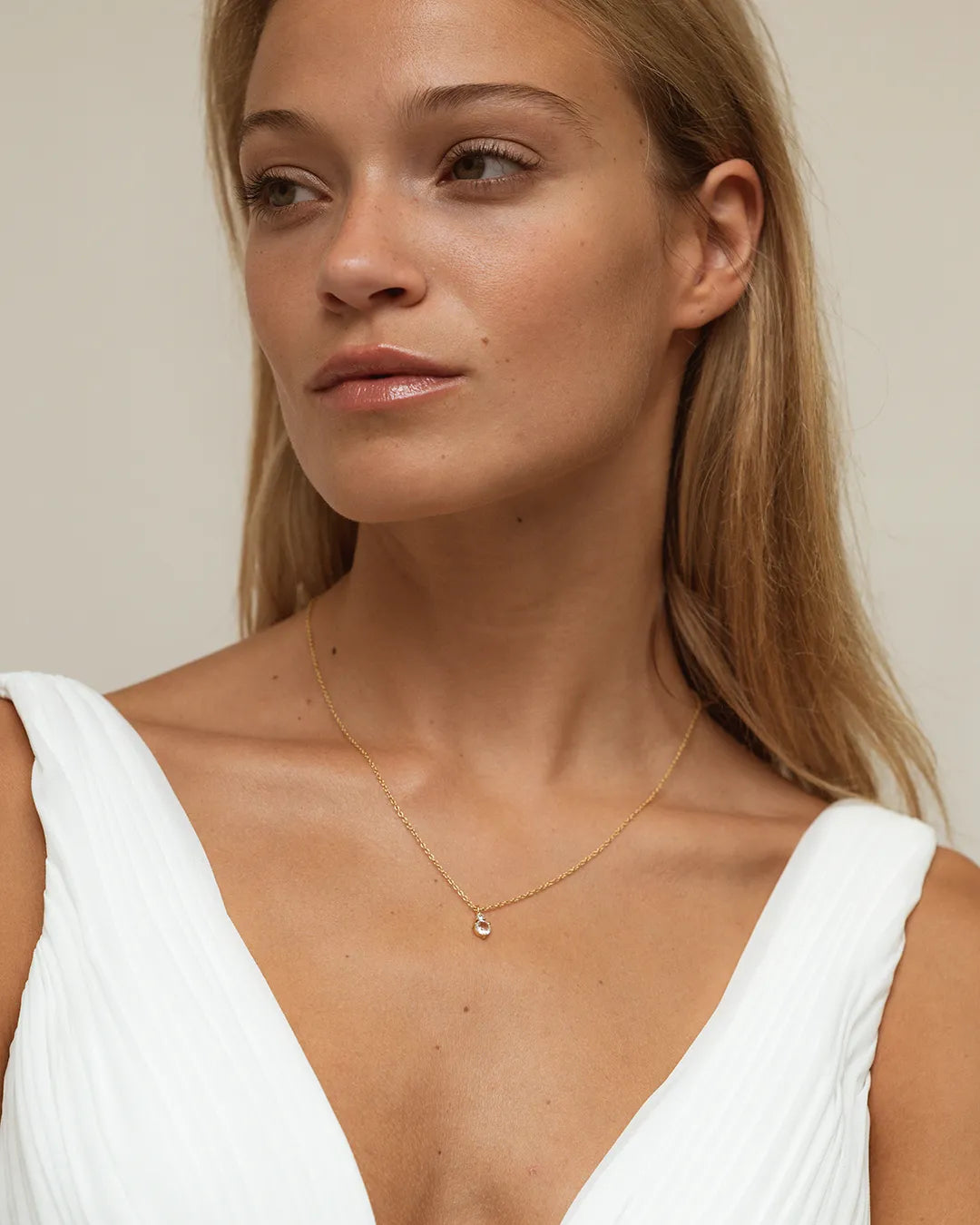 April Birthstone Necklace - White Topaz