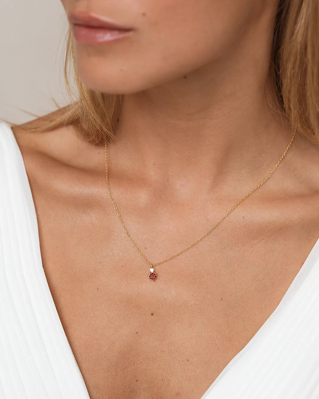 January Birthstone Necklace - Garnet