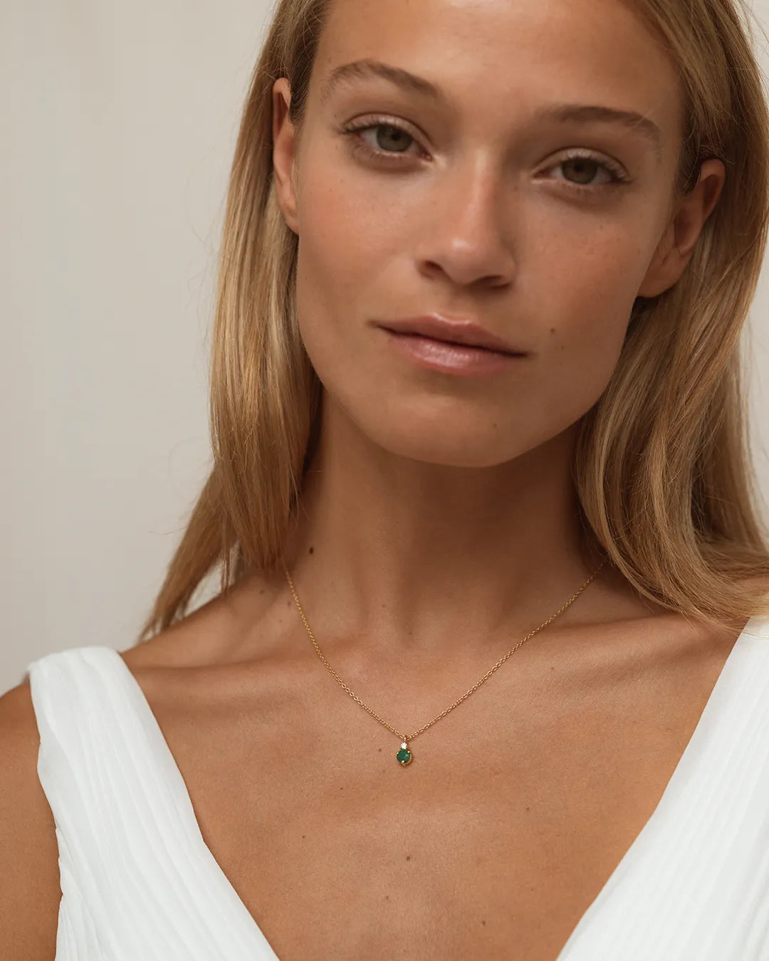 May Birthstone Necklace - Emerald