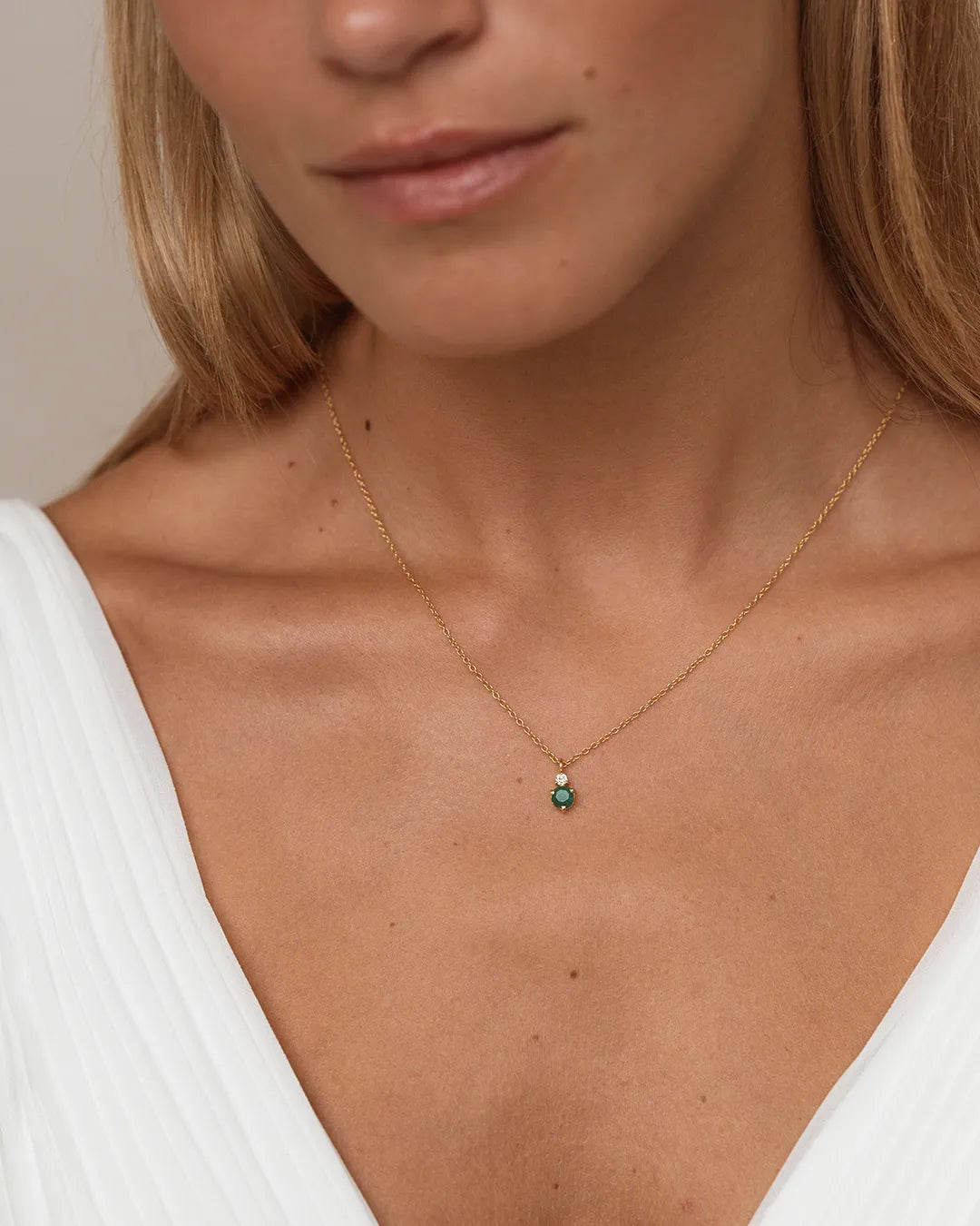 May Birthstone Necklace - Emerald