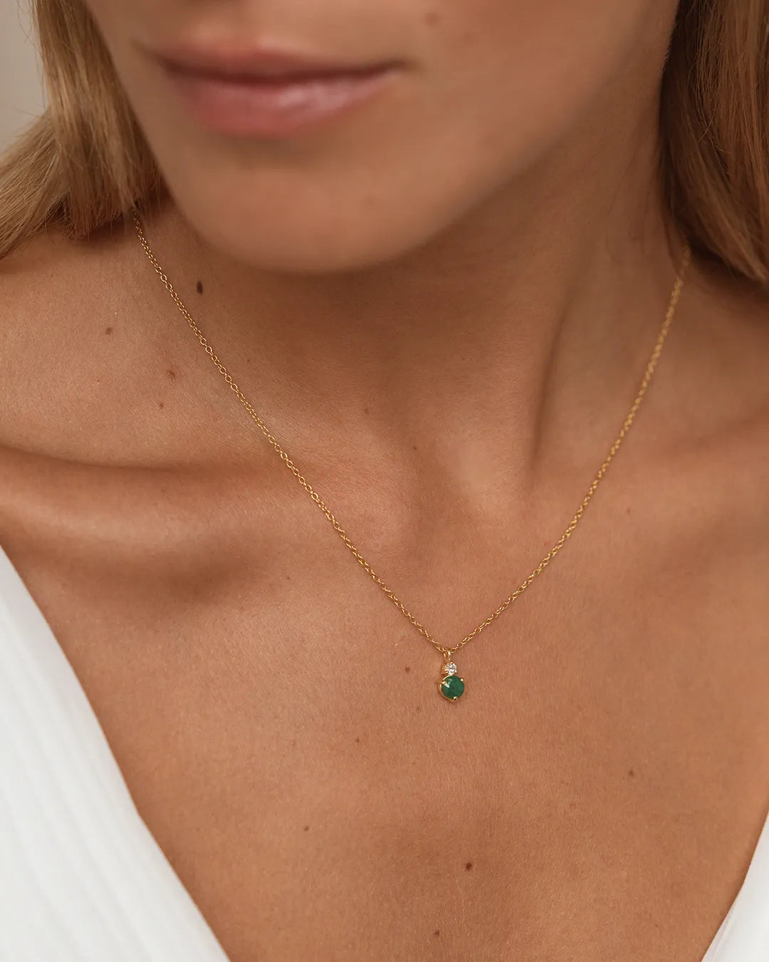 May Birthstone Necklace - Emerald