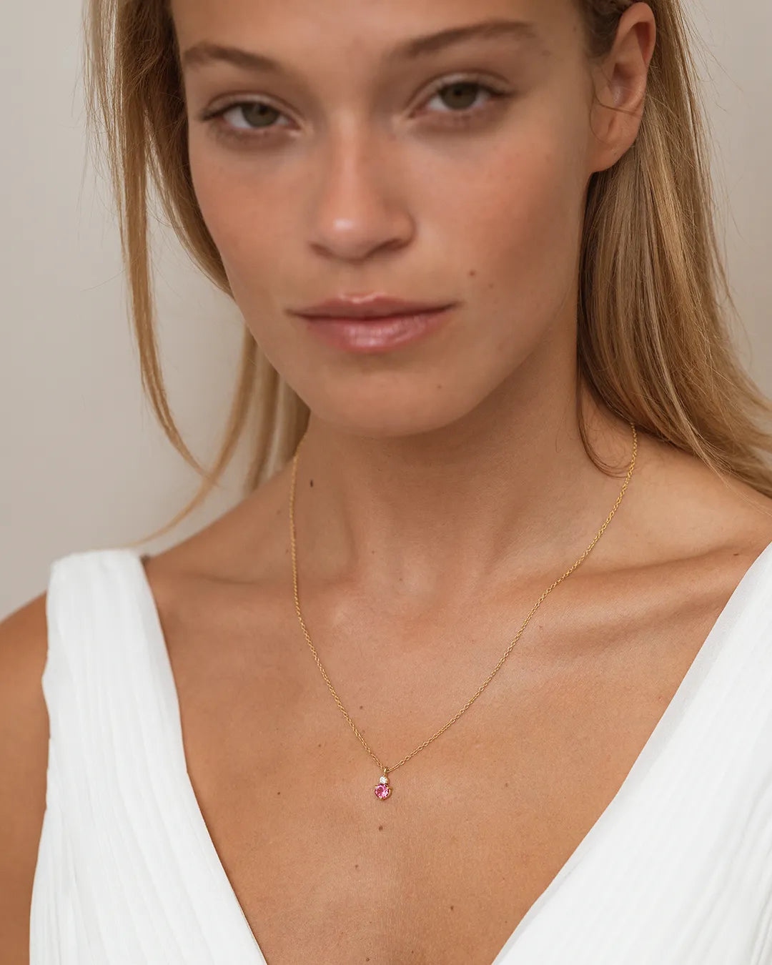 October Birthstone Necklace - Pink Tourmaline
