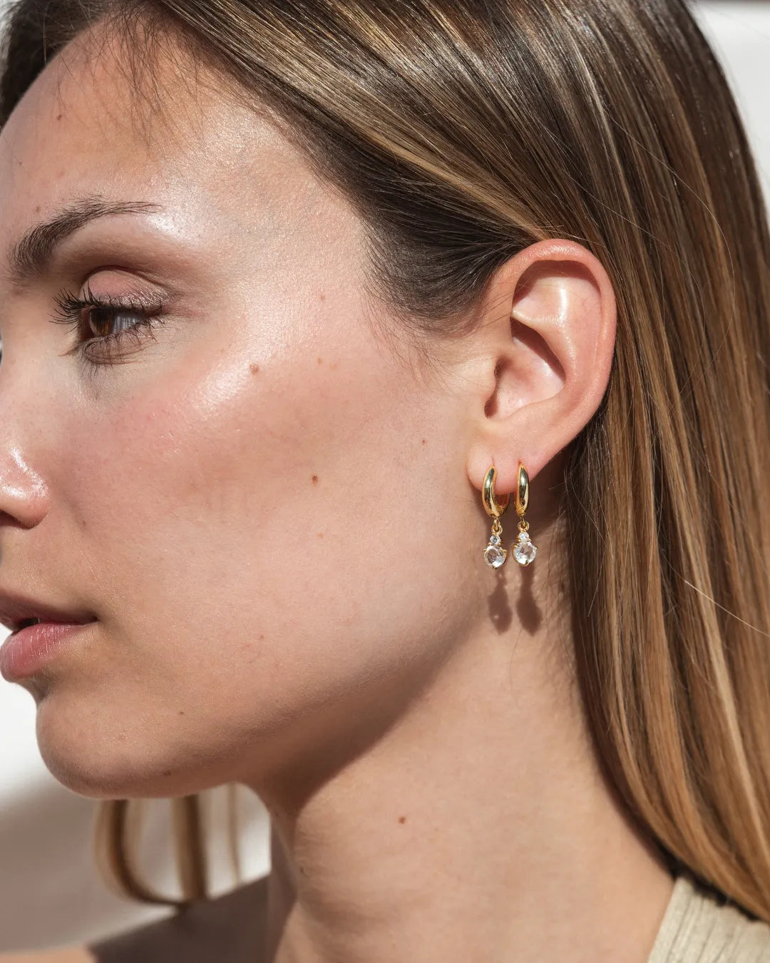 Pendientes Birthstone Abril - Topacio Blanco