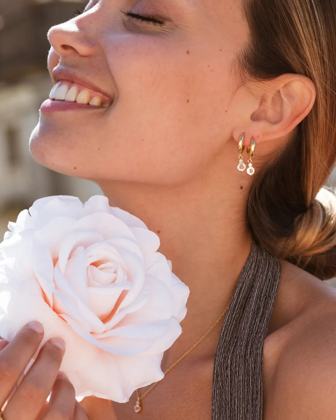 Pendientes Birthstone Abril - Topacio Blanco