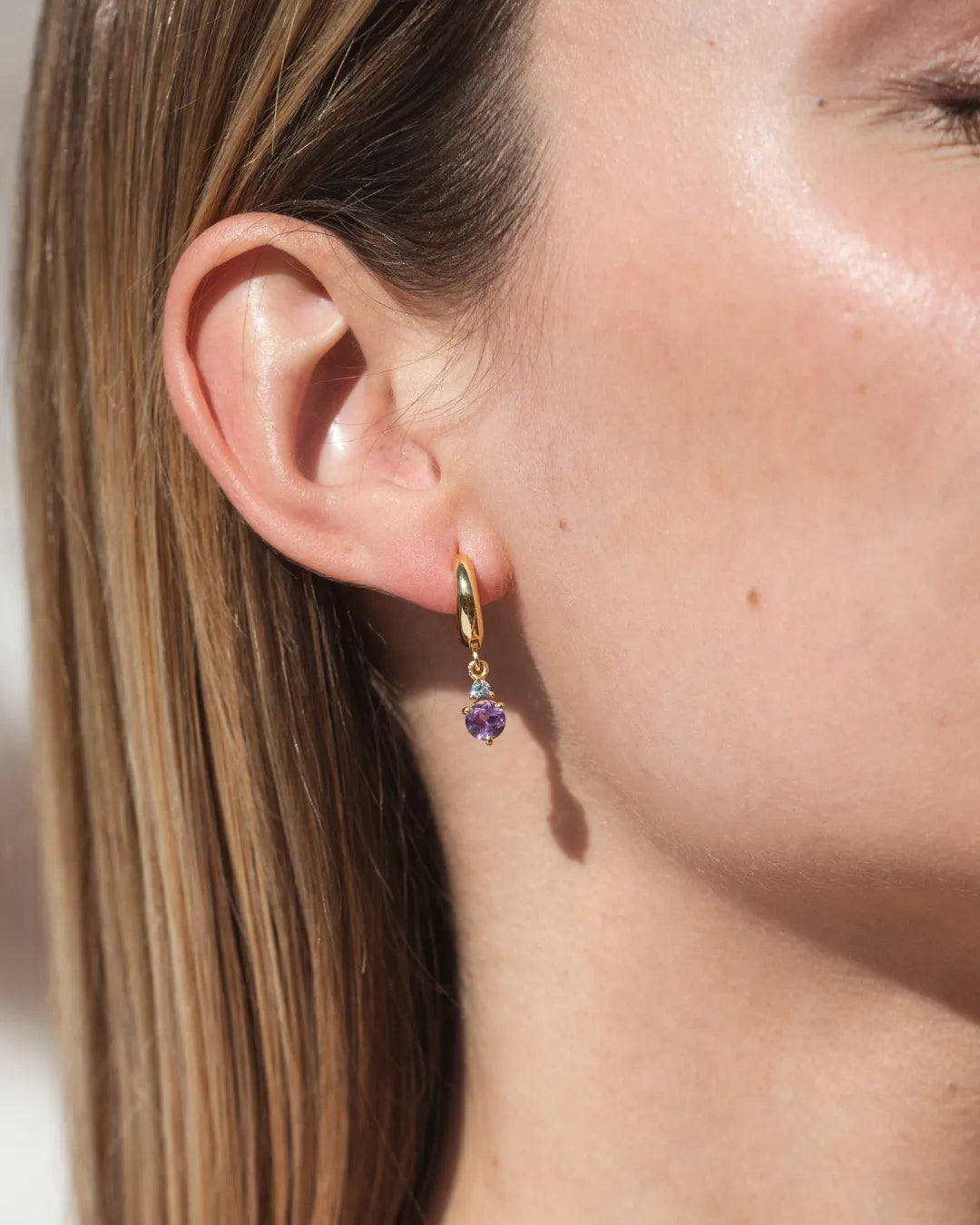 February Birthstone Earrings - Amethyst