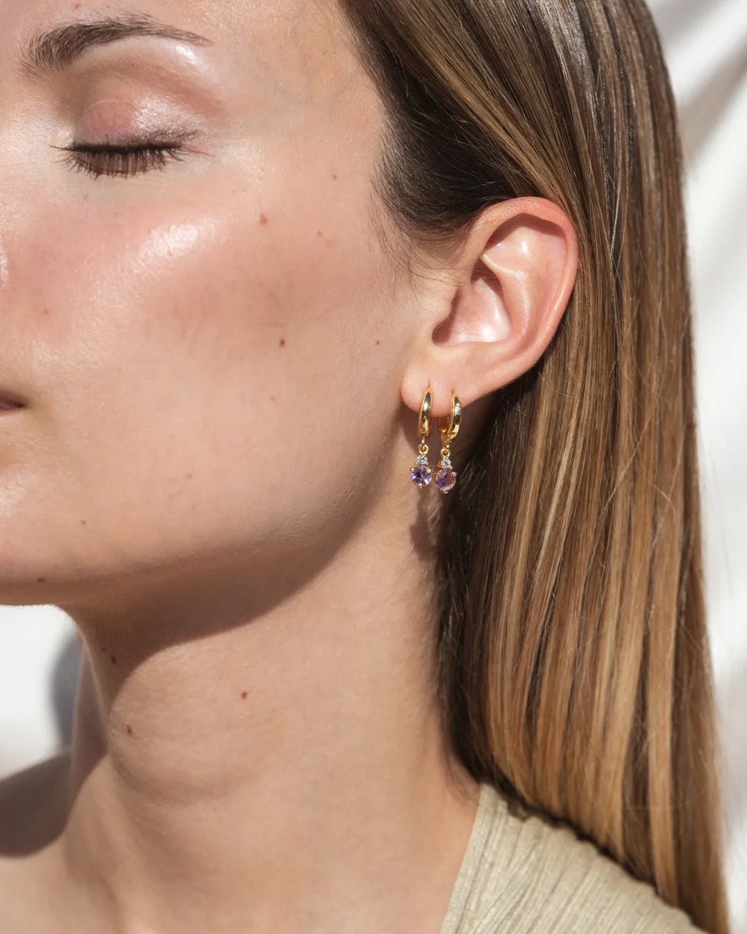 February Birthstone Earrings - Amethyst