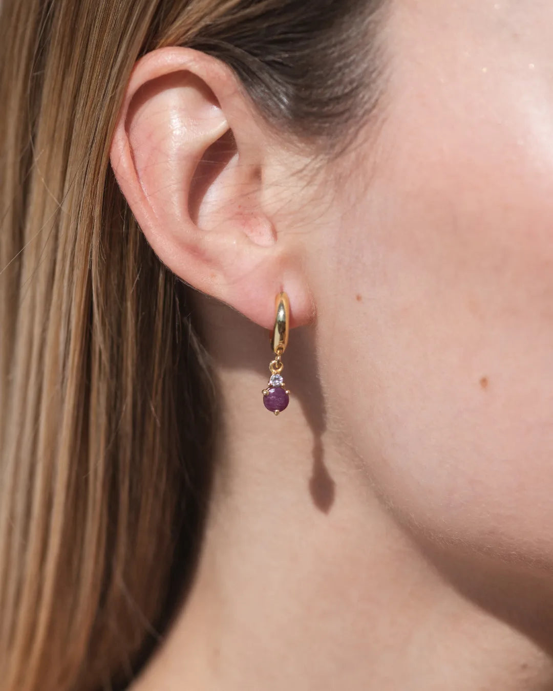 Pendientes Birthstone Julio - Rubí