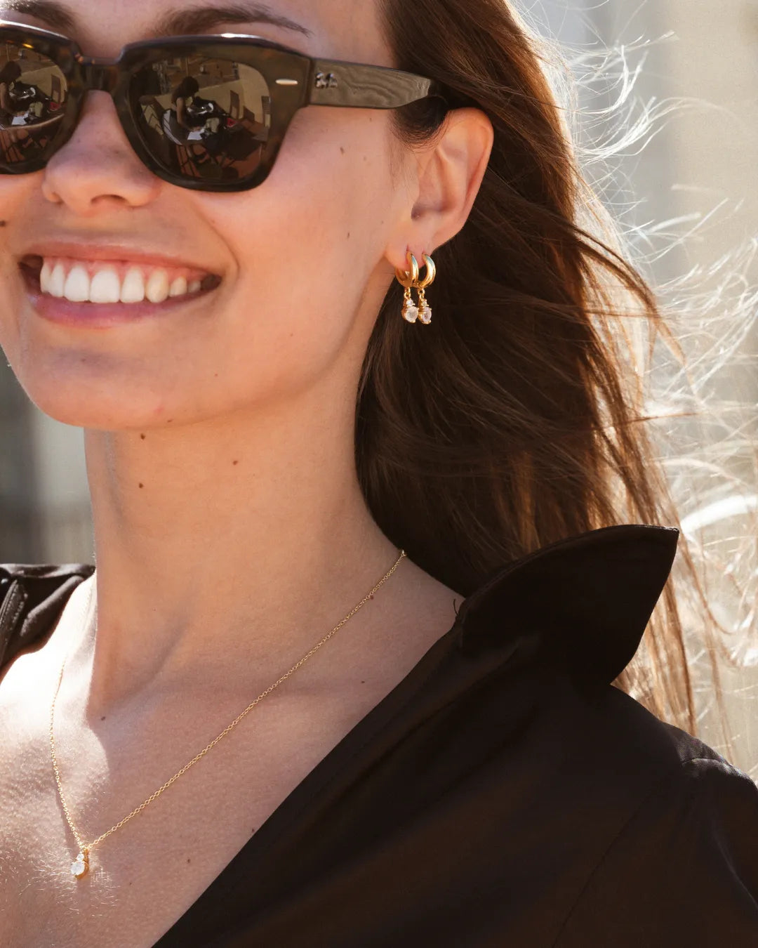 Pendientes Birthstone Junio - Piedra Lunar