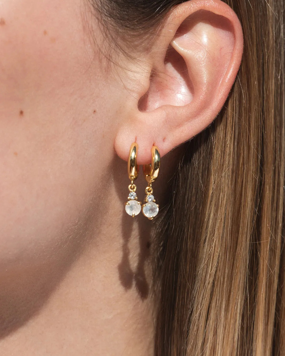 Pendientes Birthstone Junio - Piedra Lunar