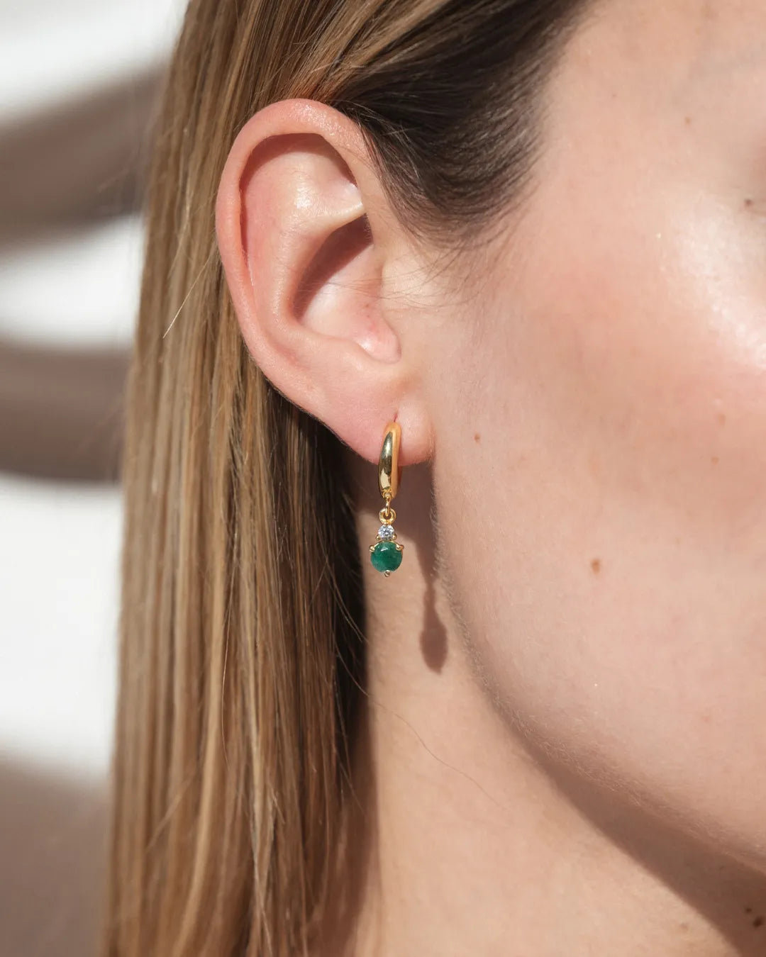 Pendientes Birthstone Mayo - Esmeralda