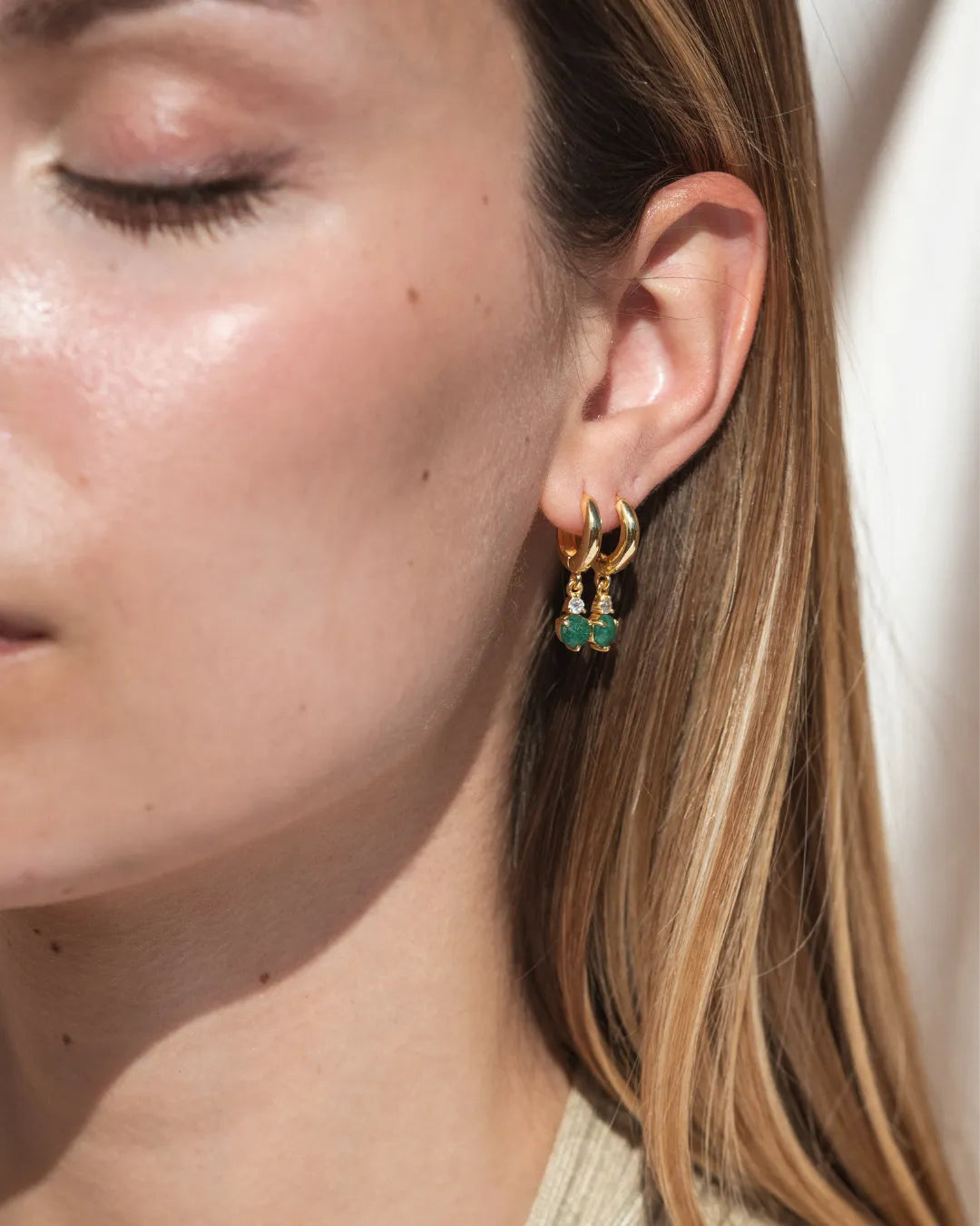 Pendientes Birthstone Mayo - Esmeralda