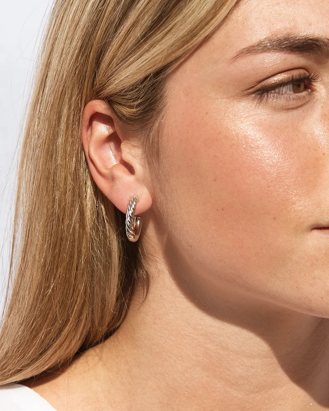 Euphoria Braided Silver Hoops