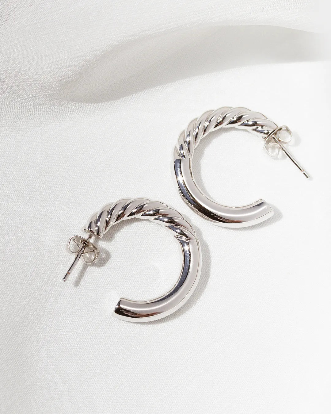 Euphoria Braided Silver Hoops