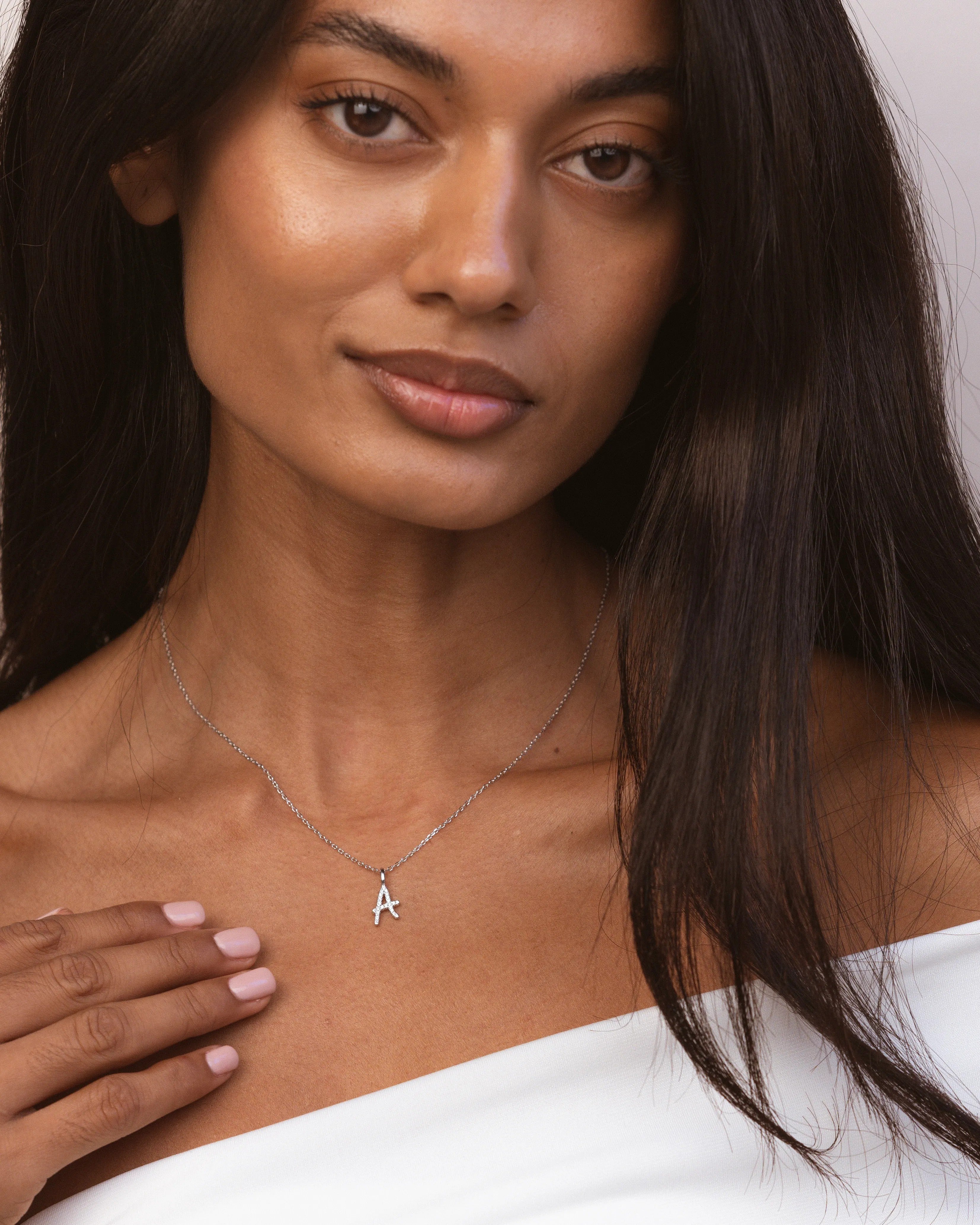 Silver Letter A Necklace