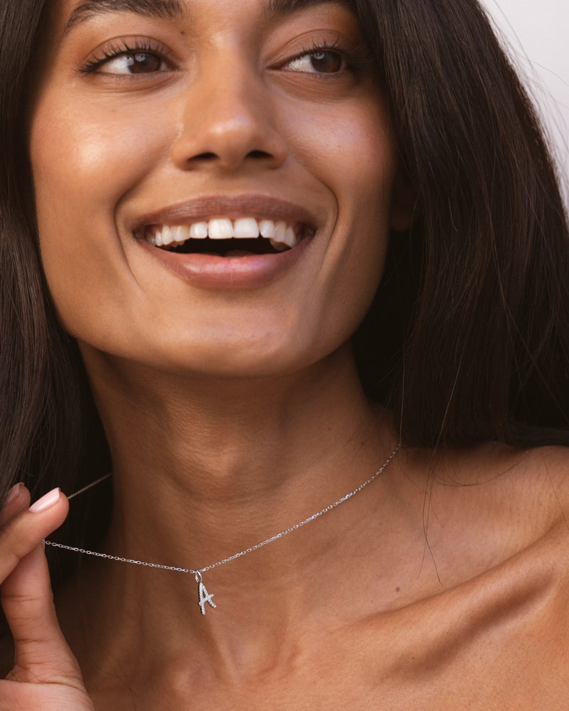Silver Letter A Necklace