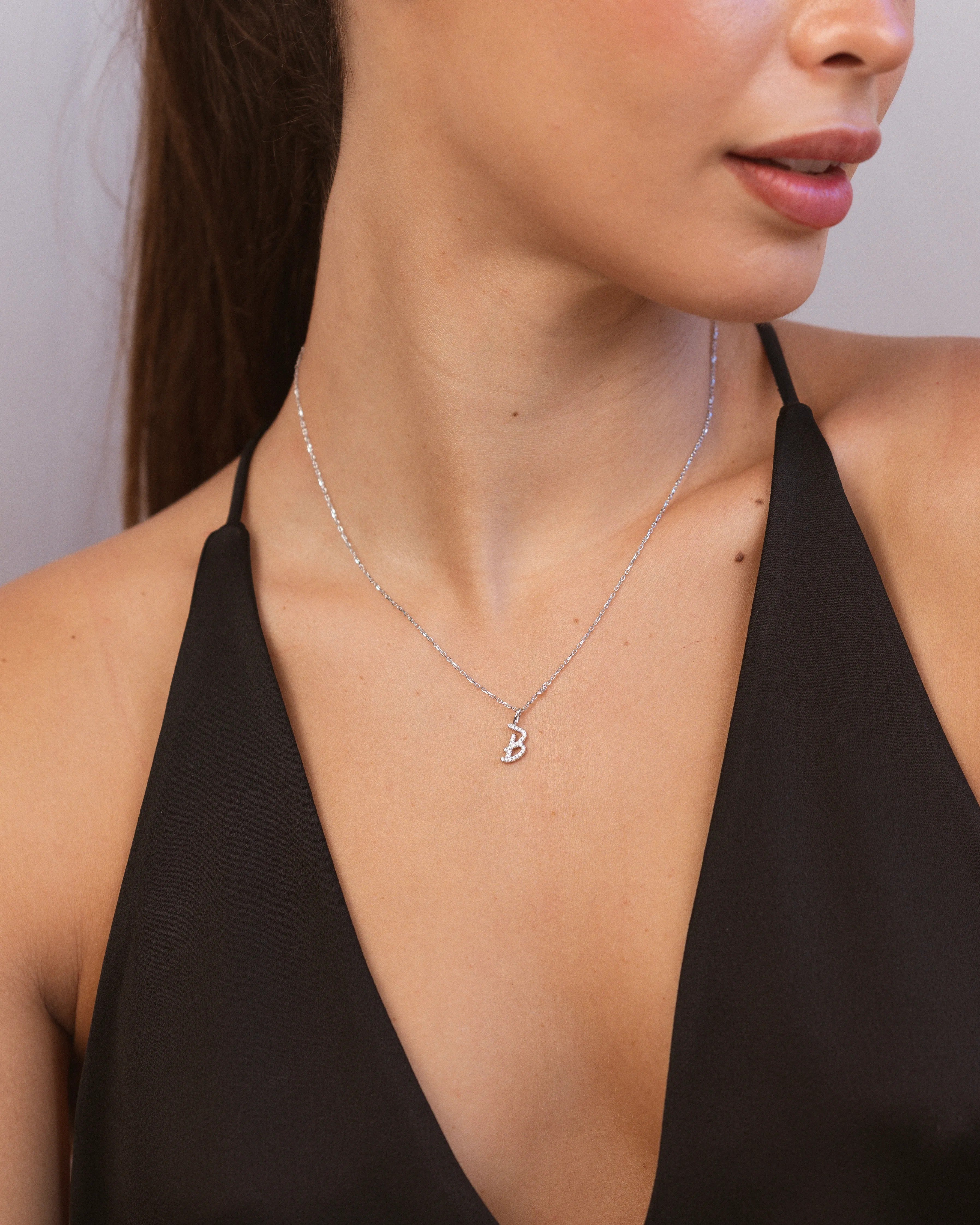 Silver Letter B Necklace