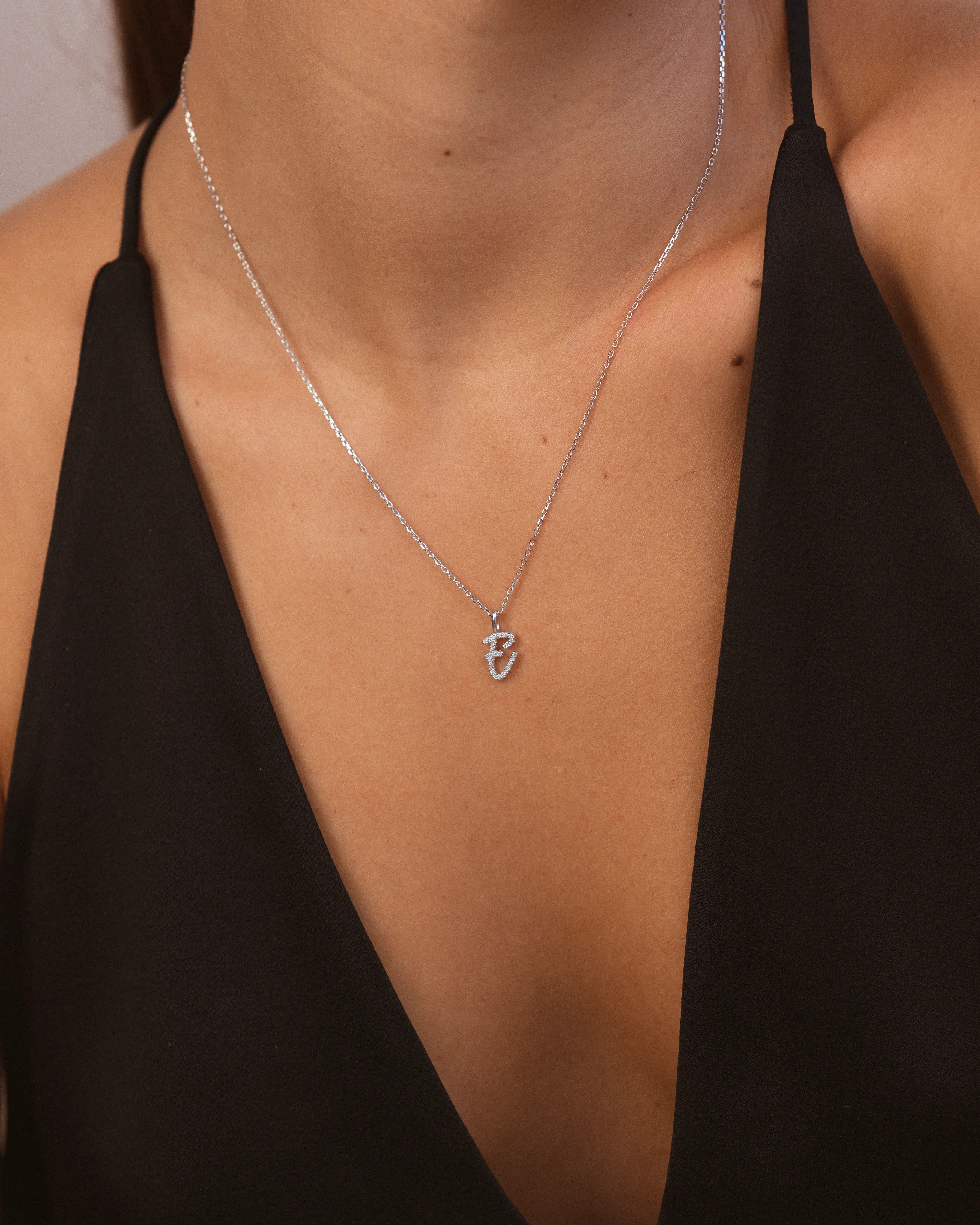 Silver Letter E Necklace