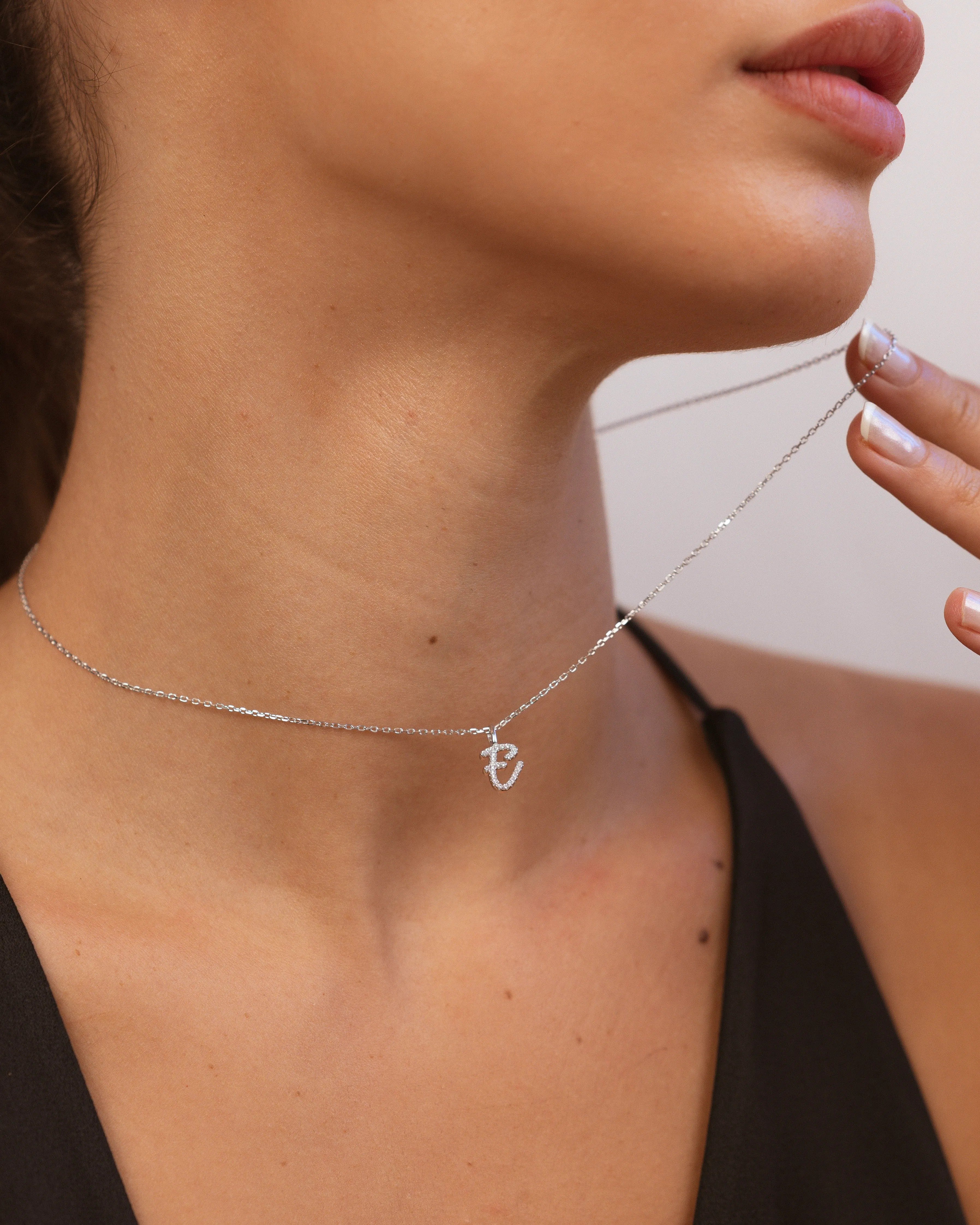 Silver Letter E Necklace