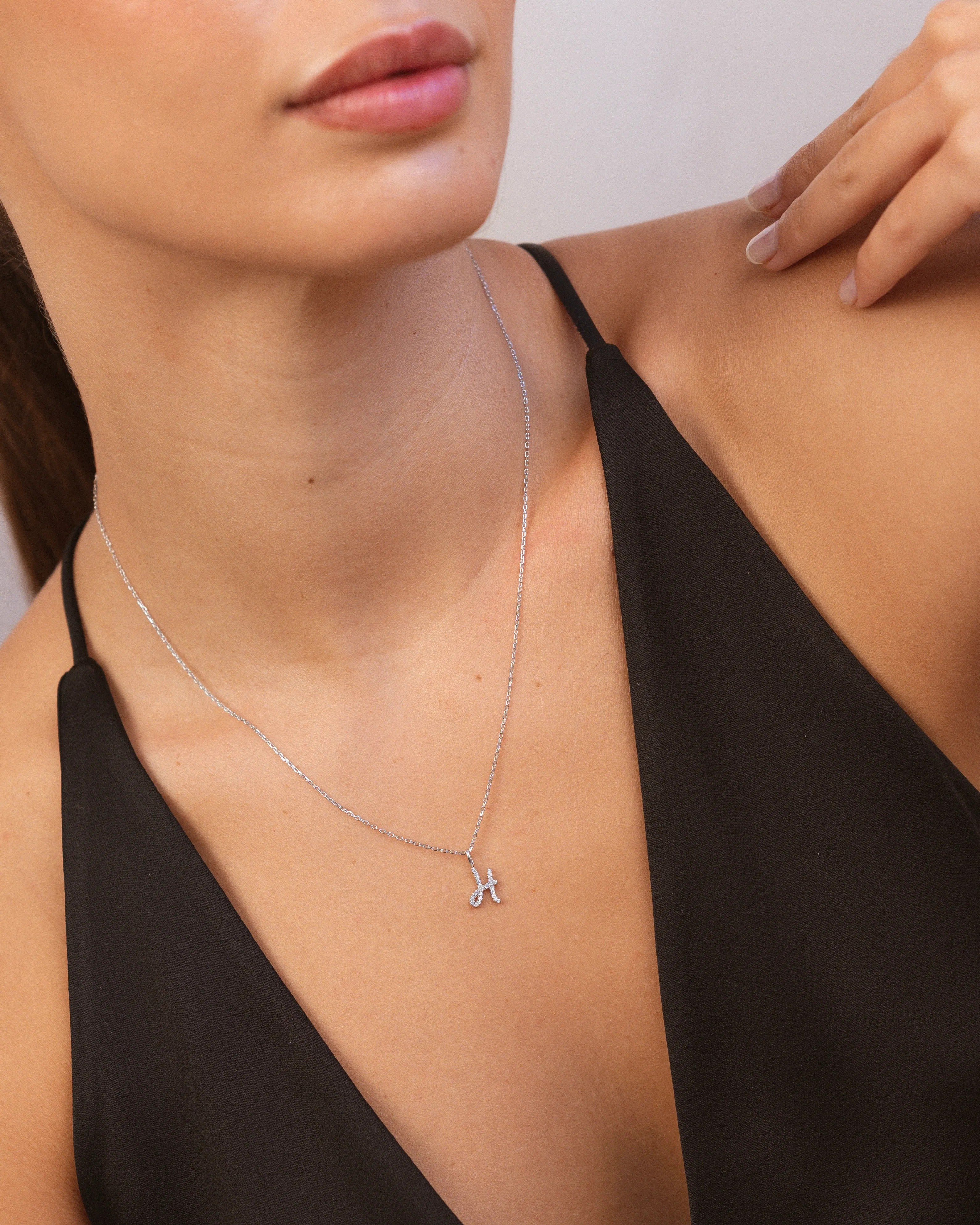 Silver Letter H Necklace