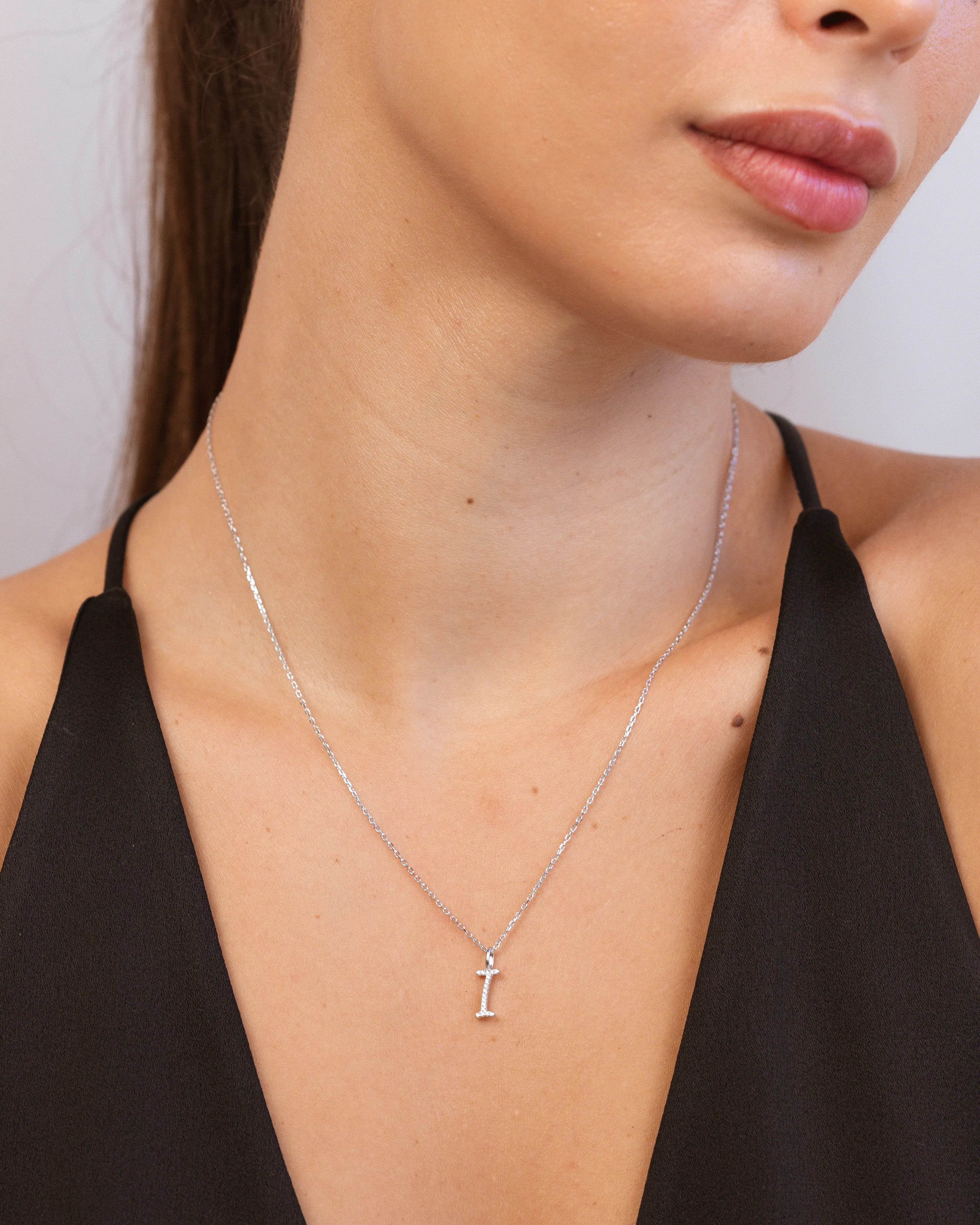Silver Letter I Necklace