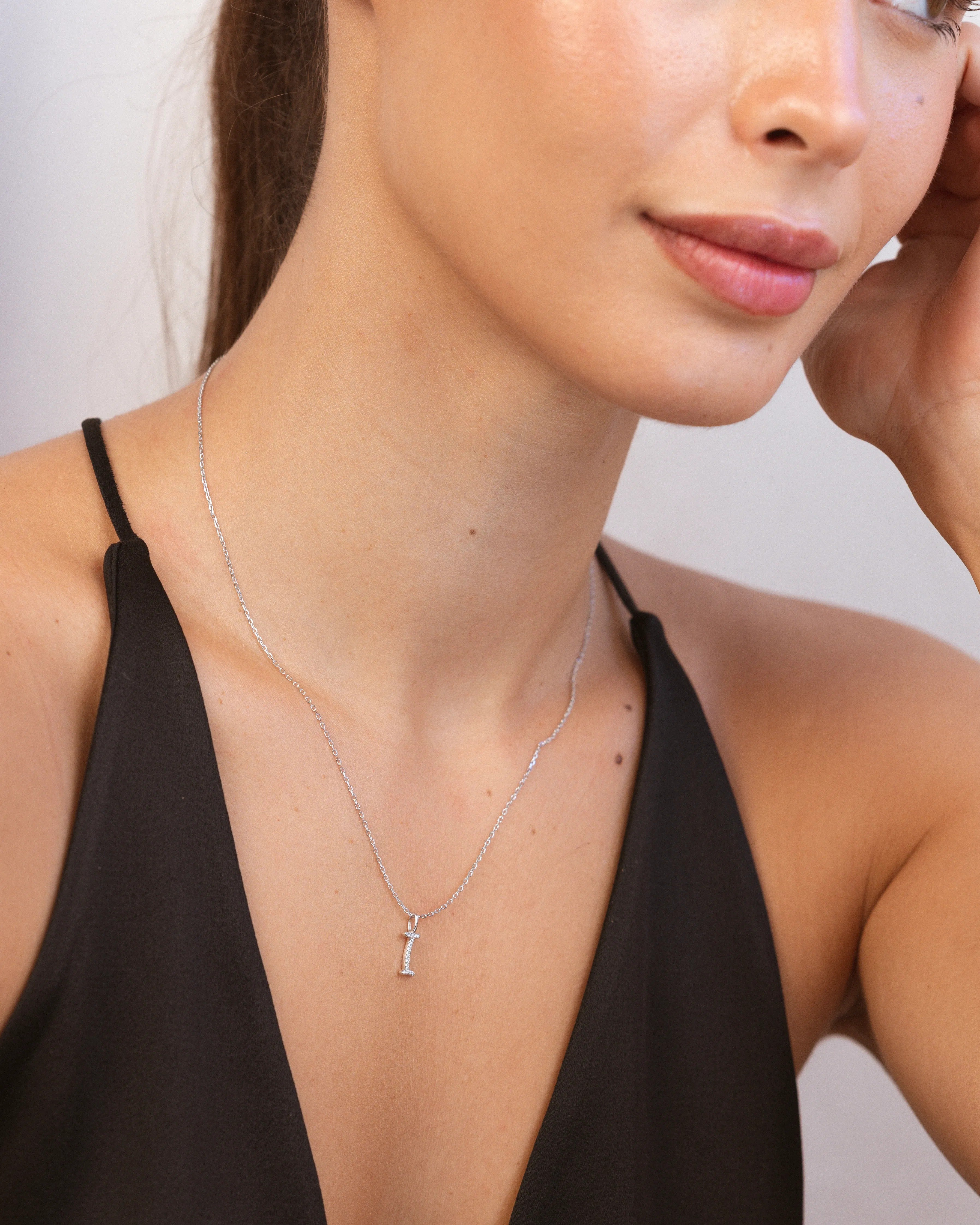 Silver Letter I Necklace