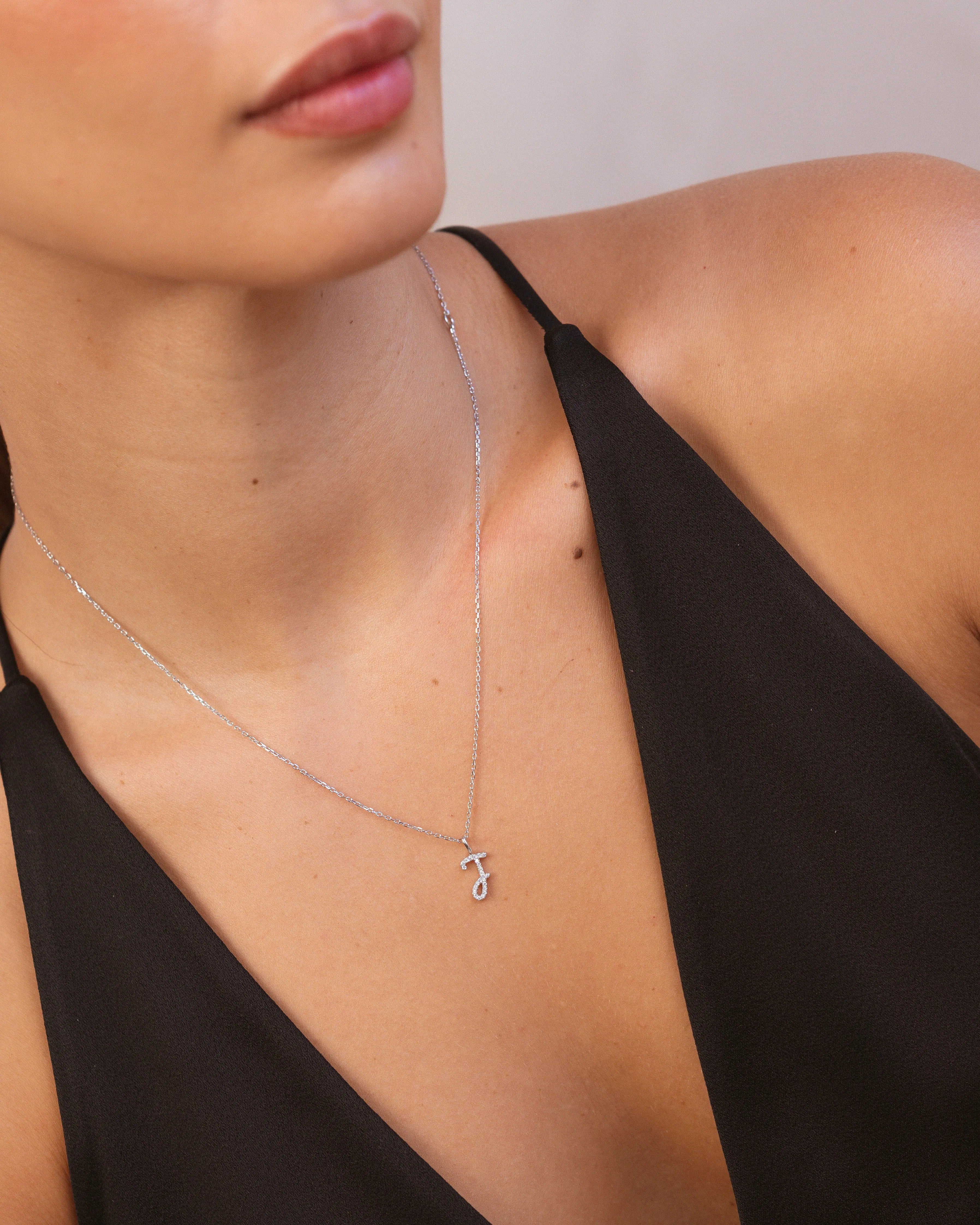 Silver Letter J Necklace