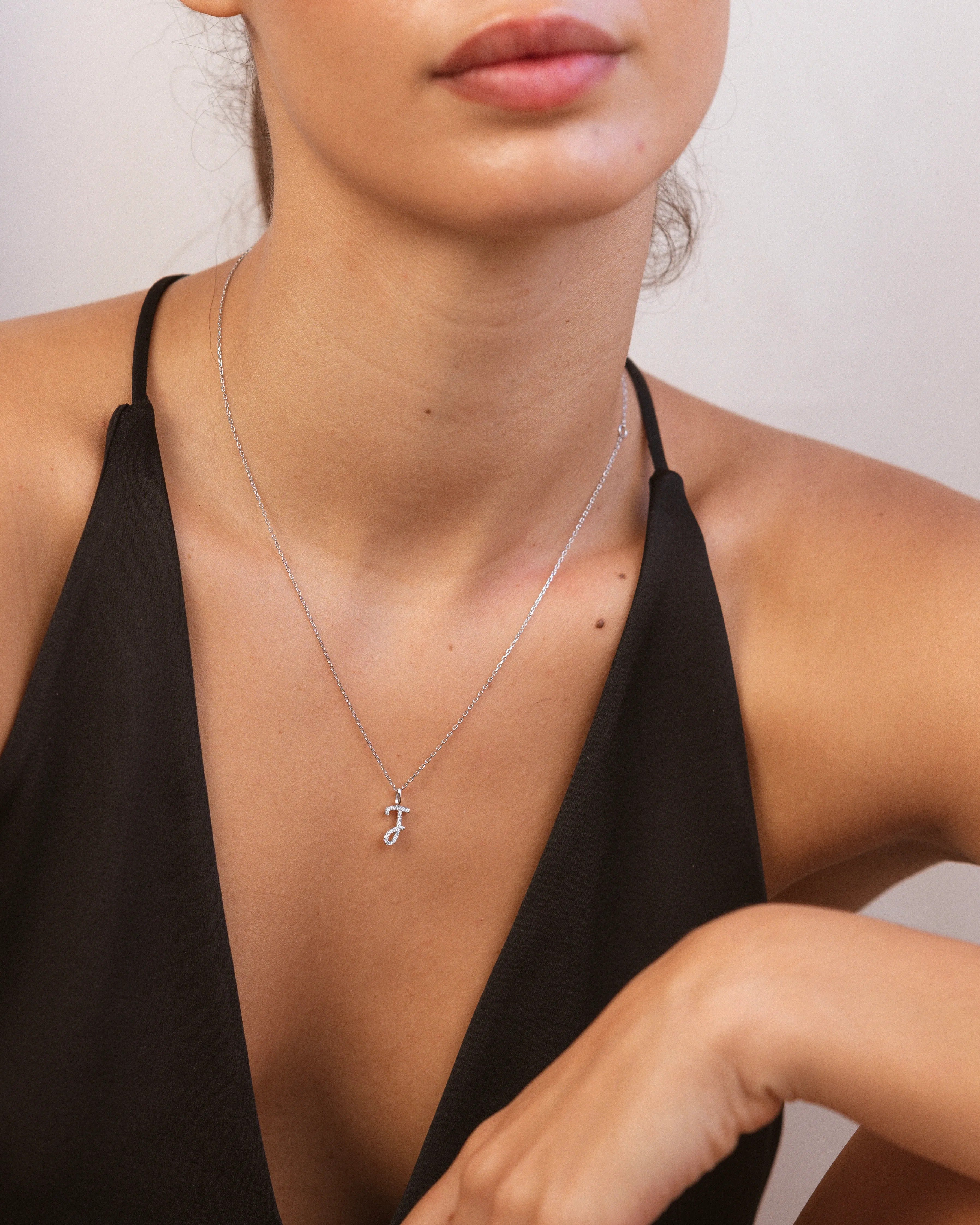 Silver Letter J Necklace