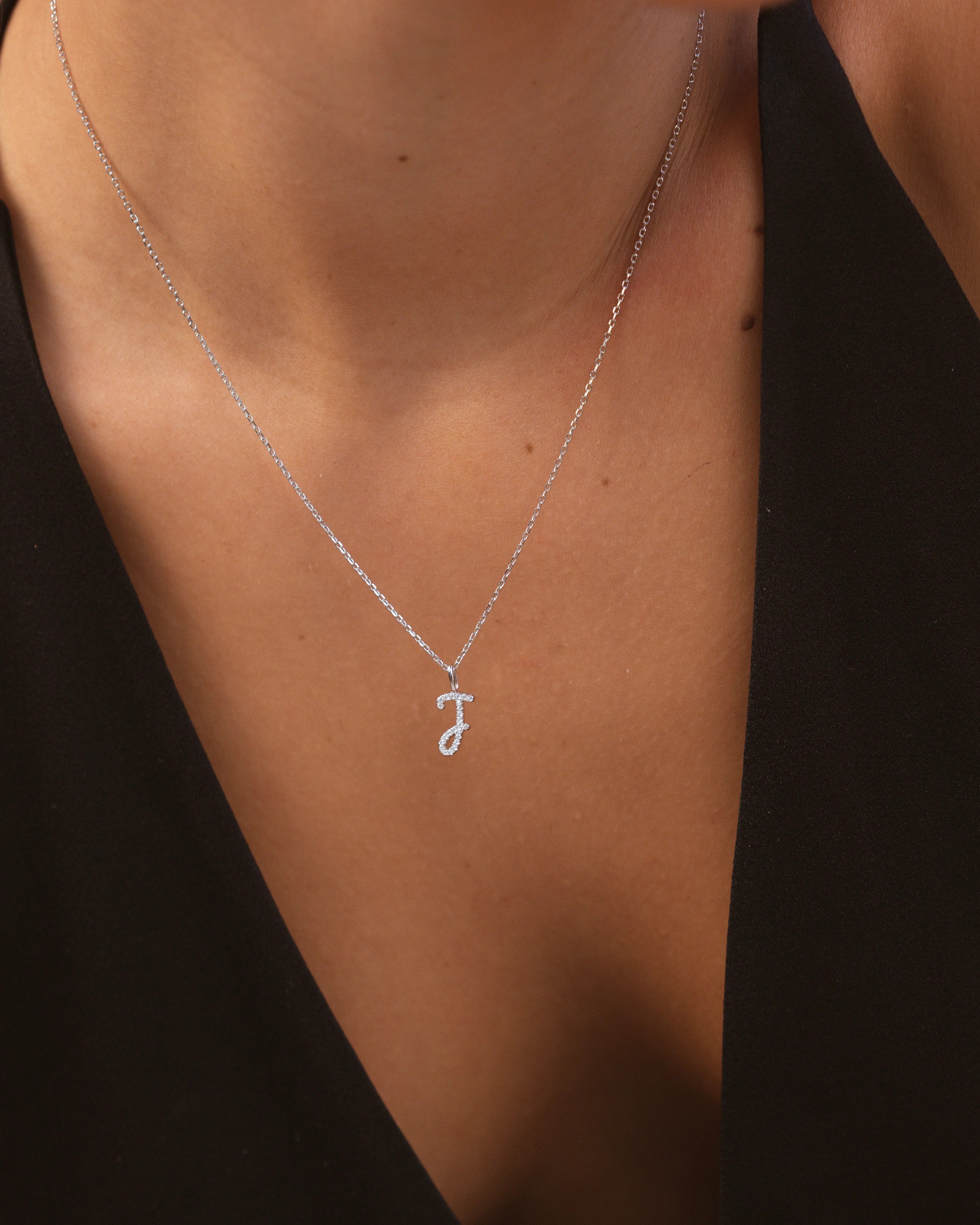 Silver Letter J Necklace