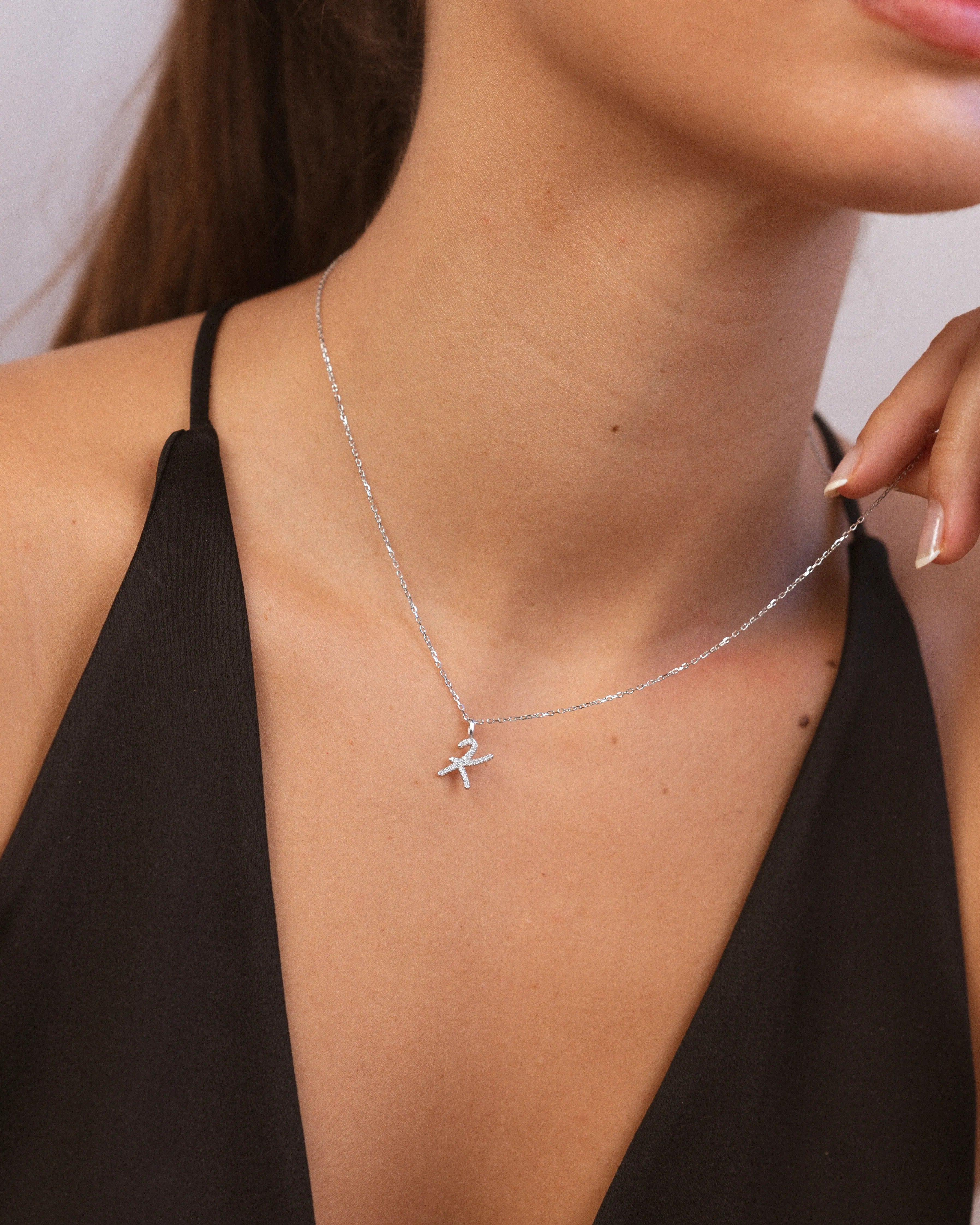 Silver Letter K Necklace