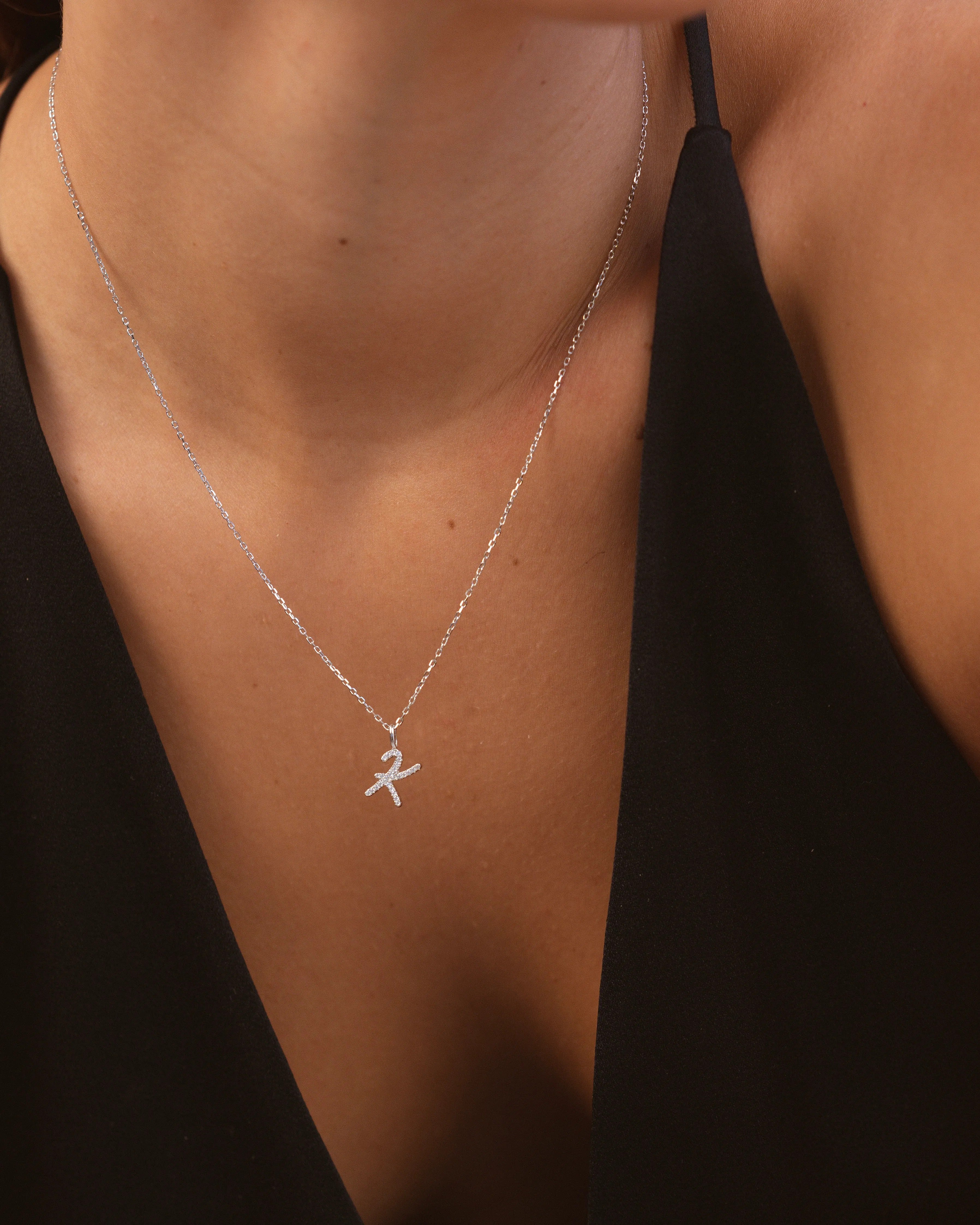 Silver Letter K Necklace