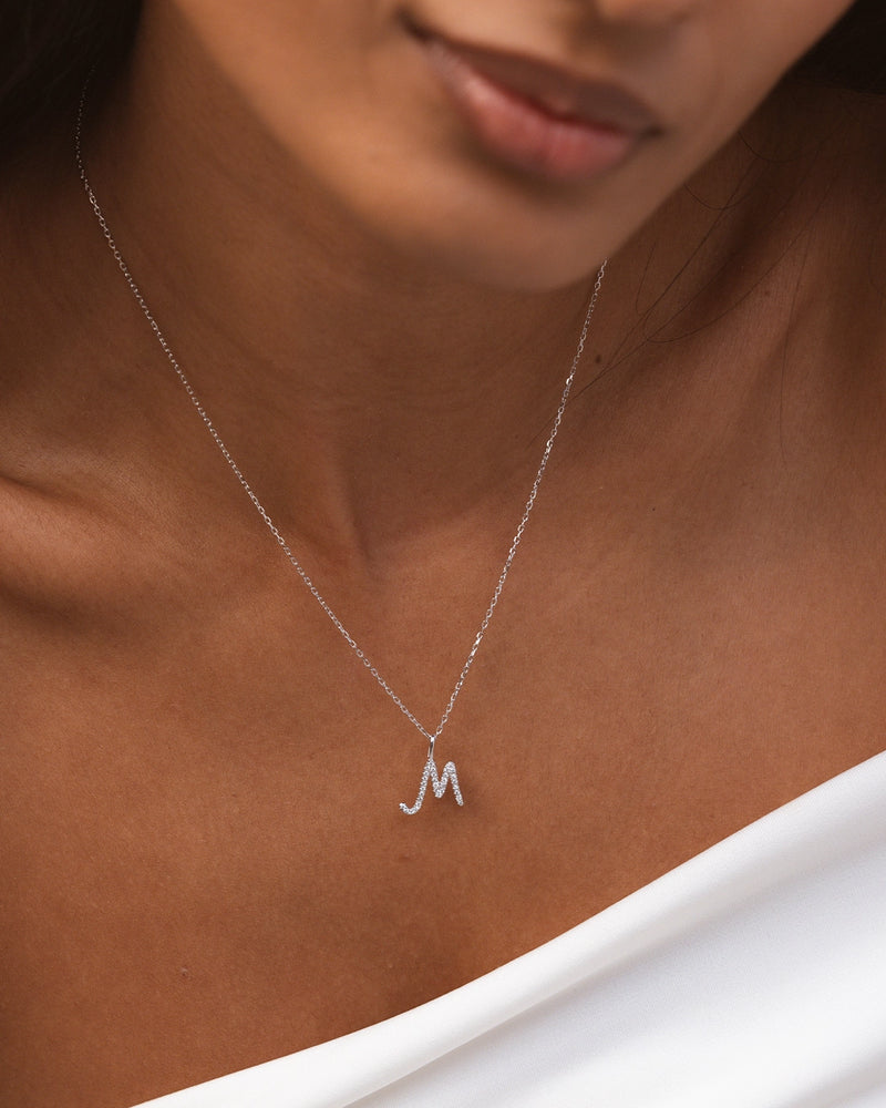Silver Letter M Necklace