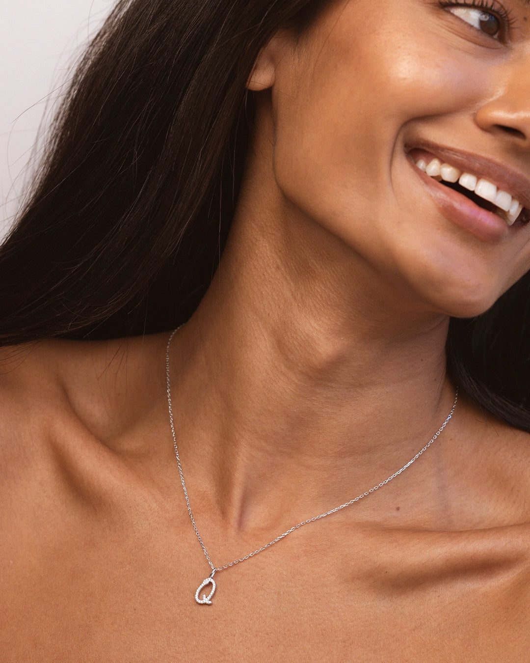 Silver Letter Q Necklace