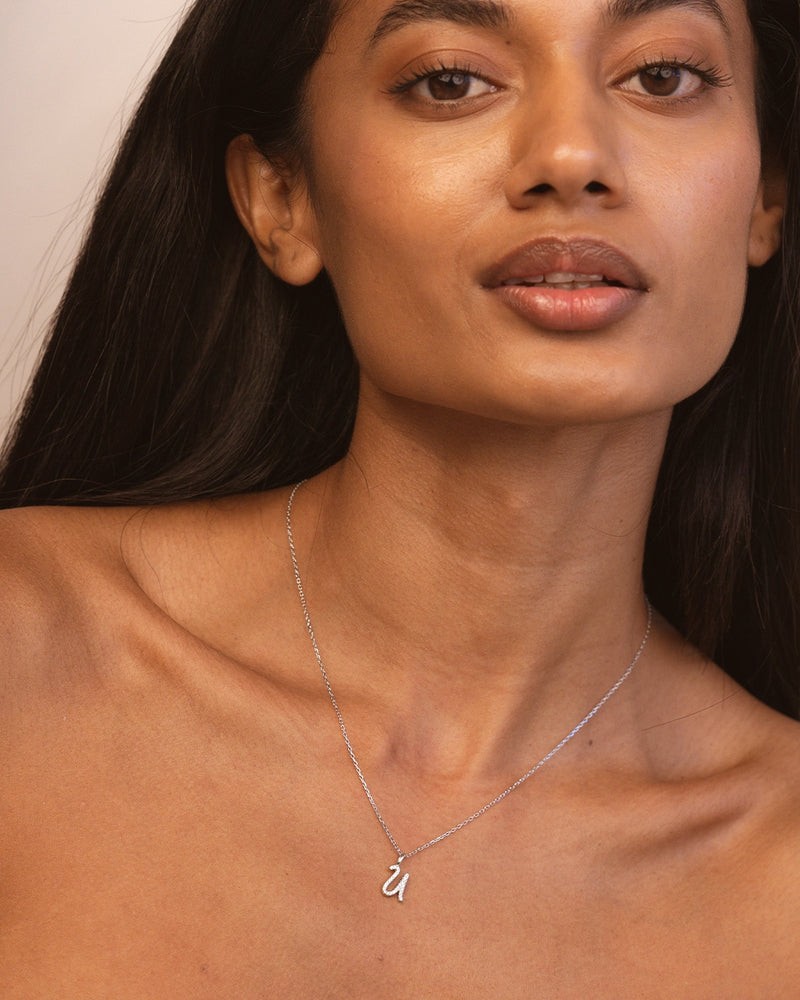 Silver Letter U Necklace