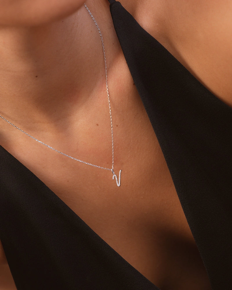 Silver Letter V Necklace