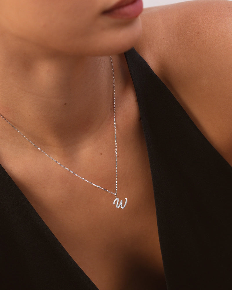 Silver Letter W Necklace