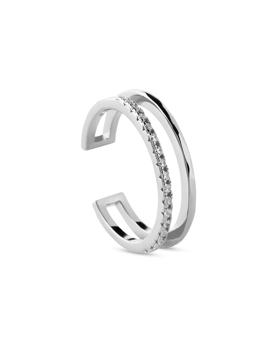 Double Stripe Silver Ring