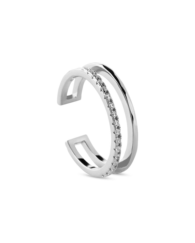 Double Stripe Silver Ring