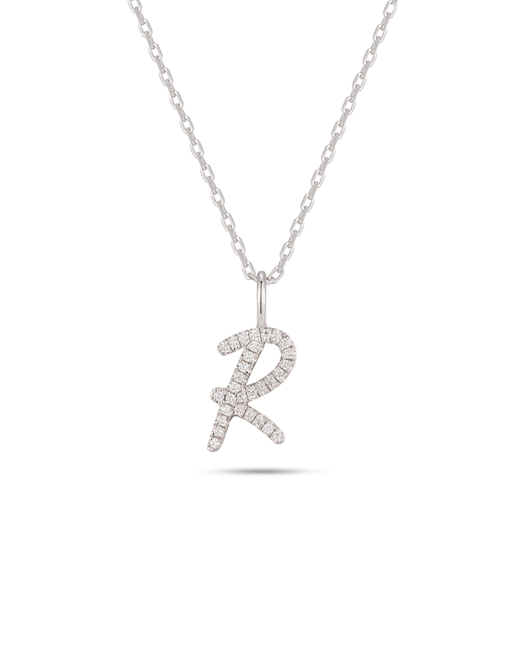 Collar Plata Letra R