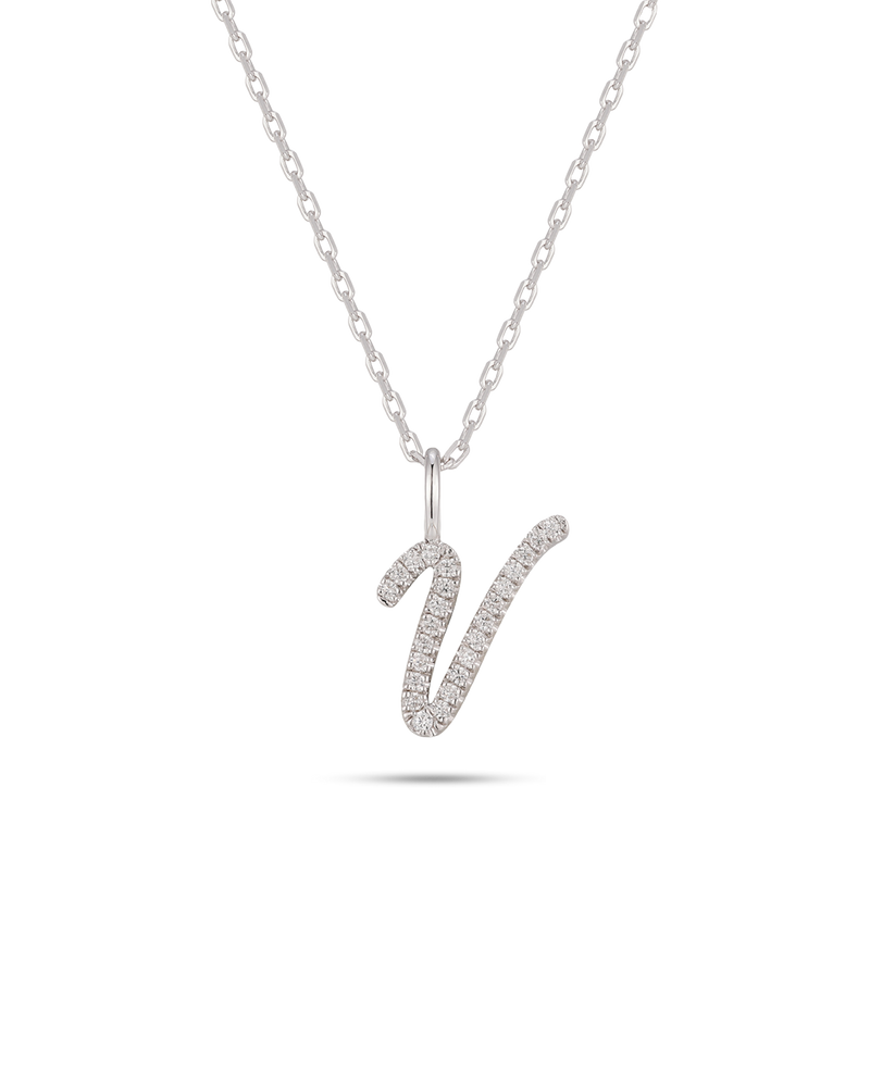 Silver Letter V Necklace